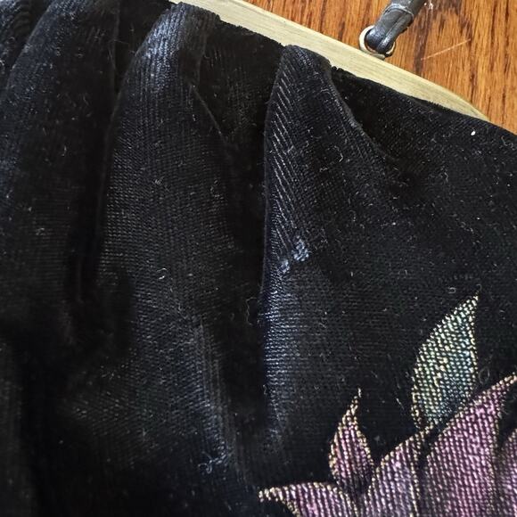 Vintage Fancy Nancy Velvet Floral Evening Bag Purse Wearable Art Hand Painted - Picture 7 of 16